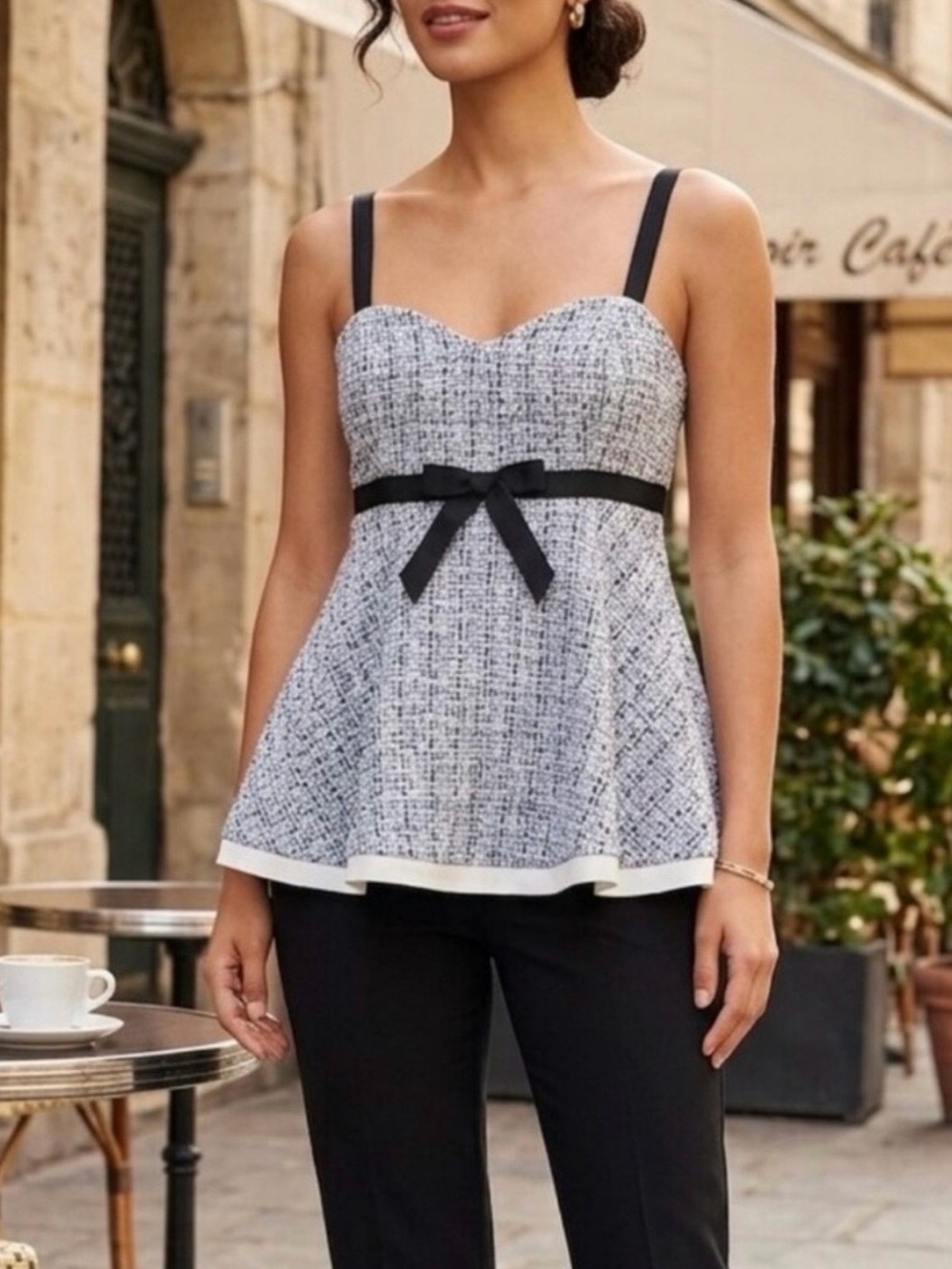 Zara Pink Textured Peplum Cami with Bow M